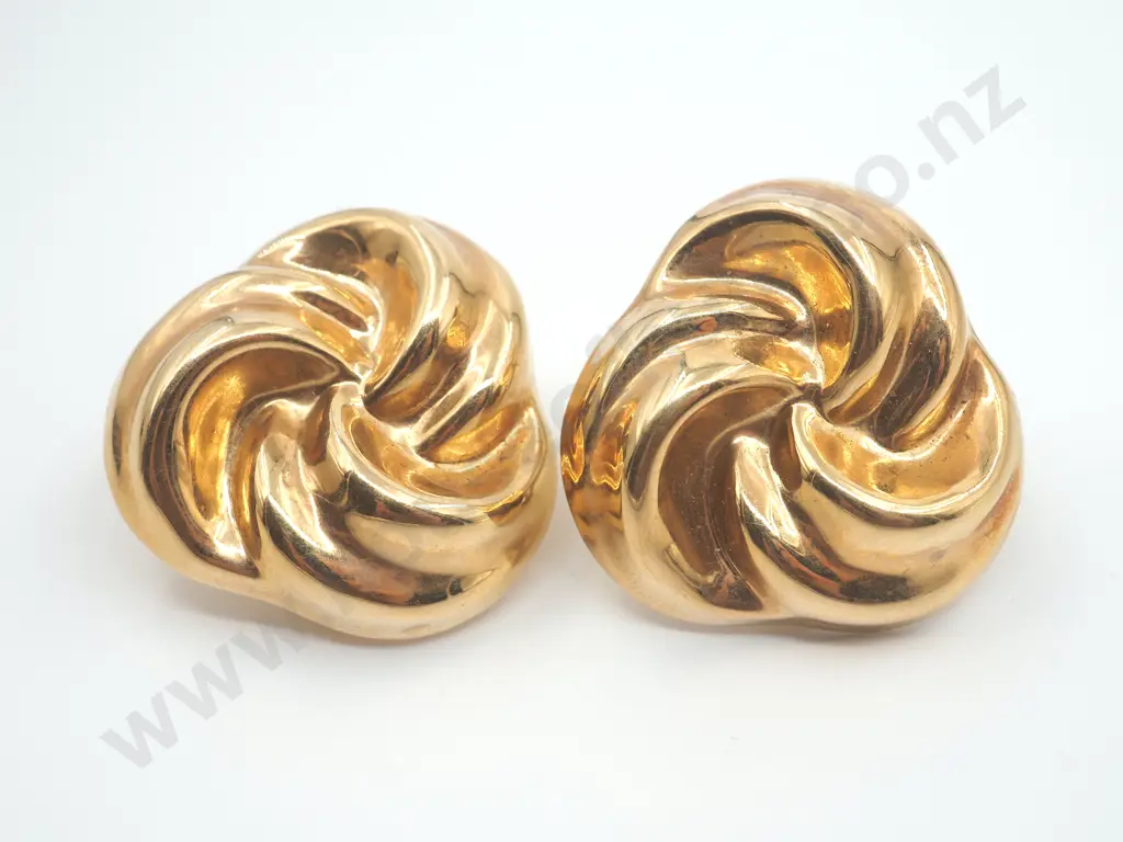 18ct Gold Swirl Earrings Image 1++
