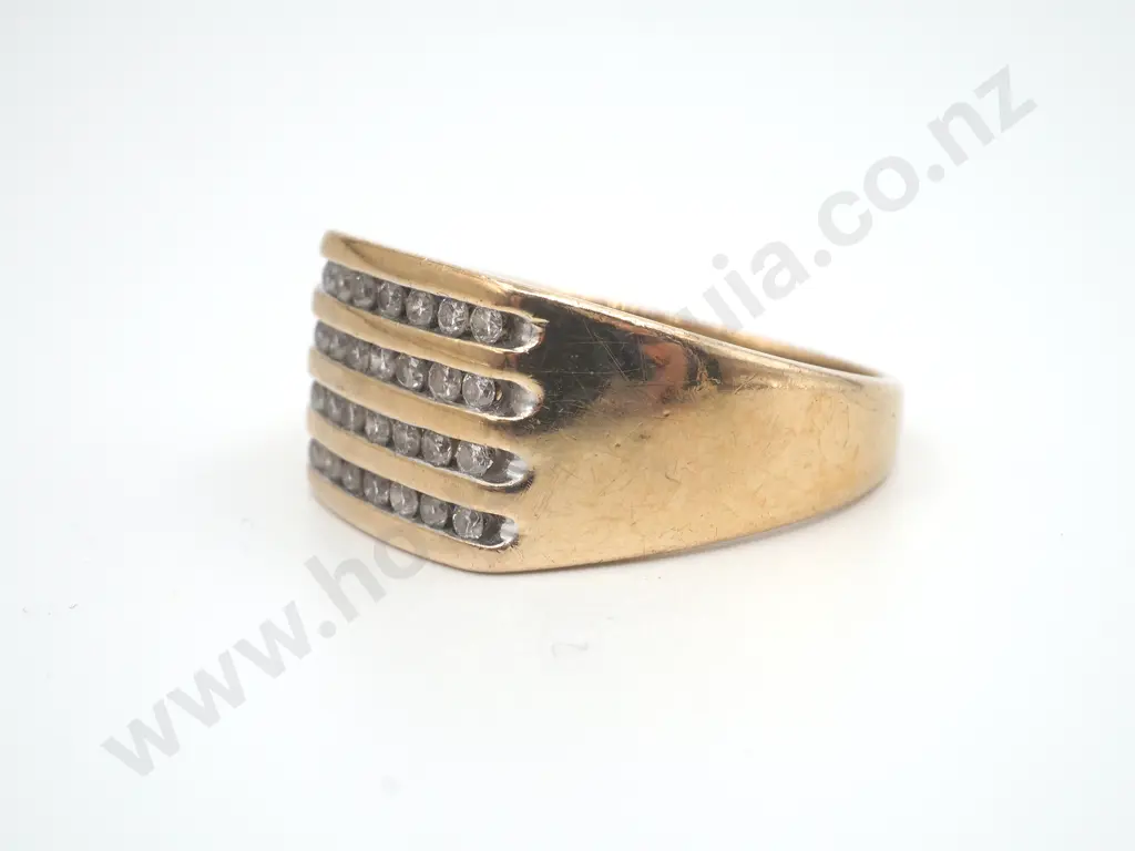 Large Four Channel Diamond Ring in 9ct Gold Image 1++