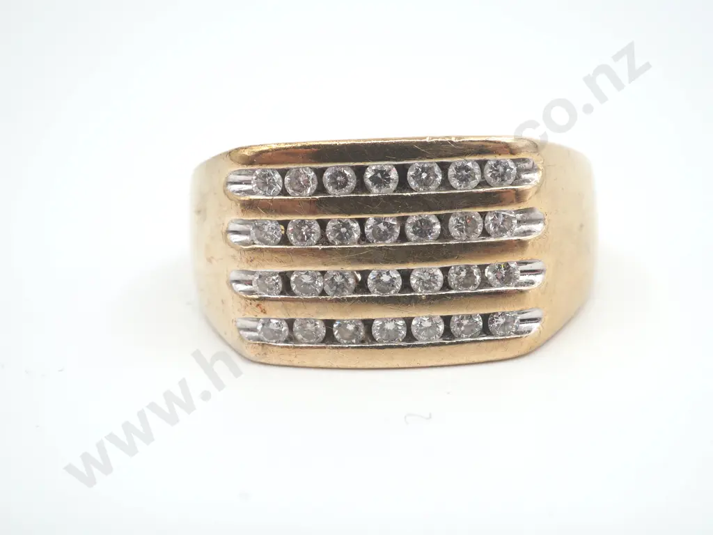 Large Four Channel Diamond Ring in 9ct Gold Image 1++