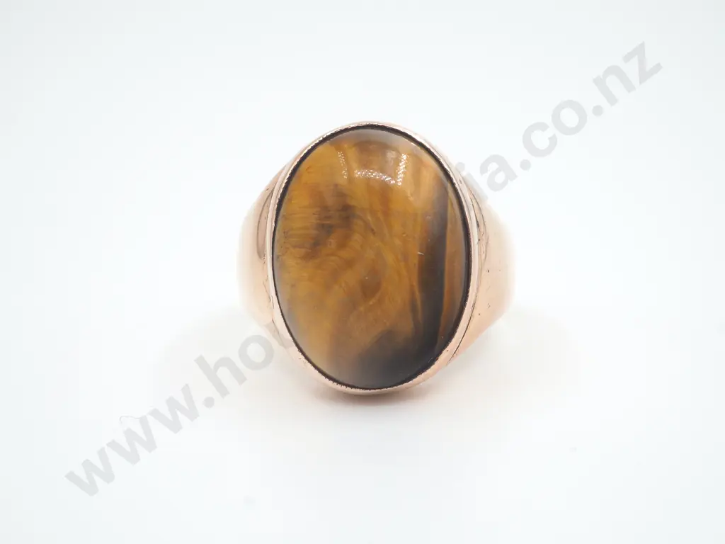Substantial Tigers Eye Signet Ring in 9ct Rose Gold Image 1++