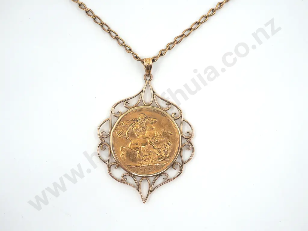 Full Sovereign Pendant on 9ct Gold Chain Image 1++