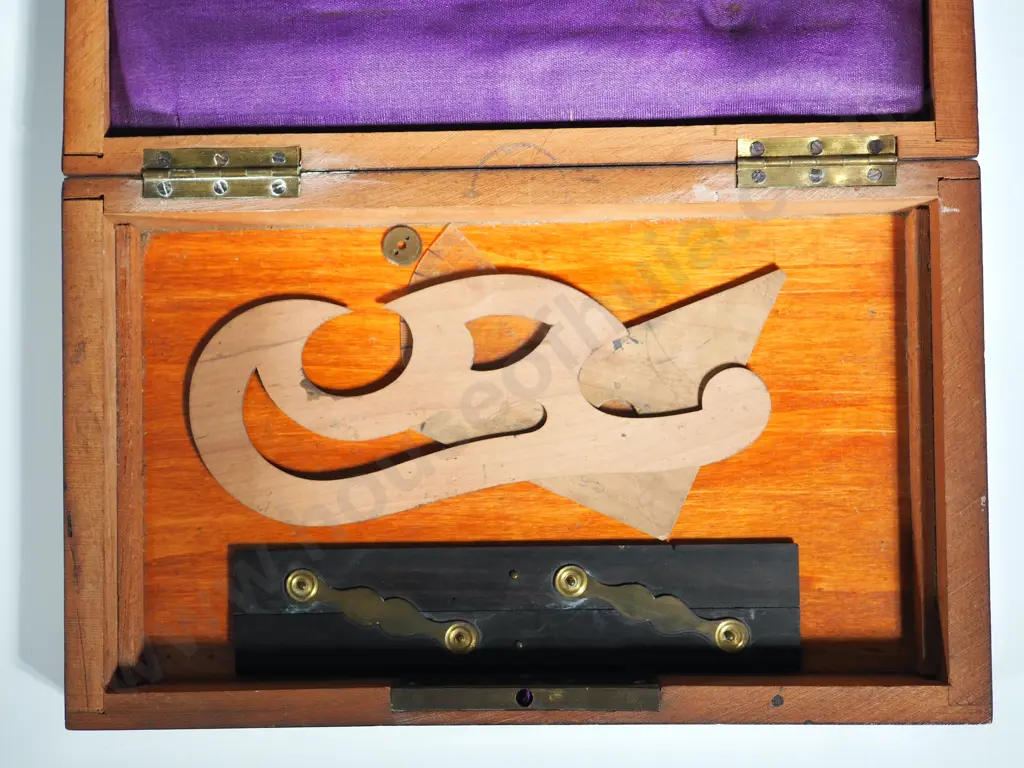 Antique Rosewood & Brass Architects Box w Most Instruments Present Image 1++