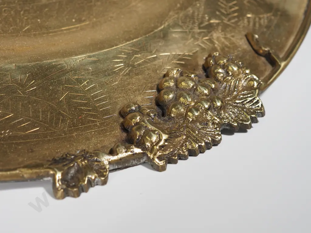 Large Vintage Oriental Decorative Brass Charger Image 1++