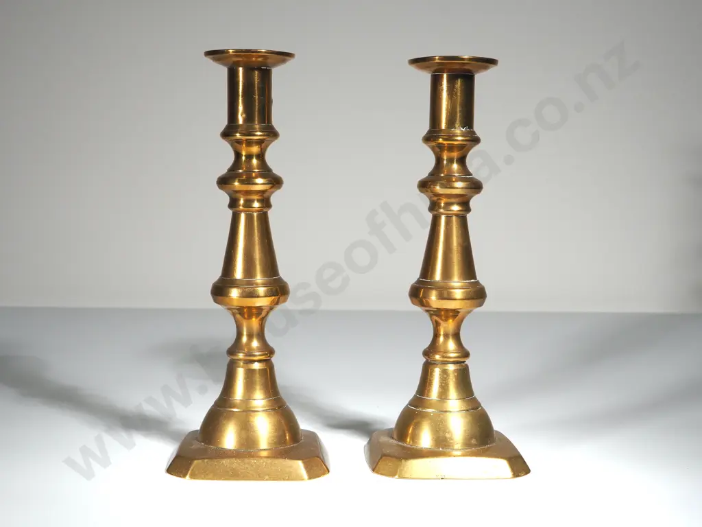Pair of Victorian Brass Candlesticks Image 1++