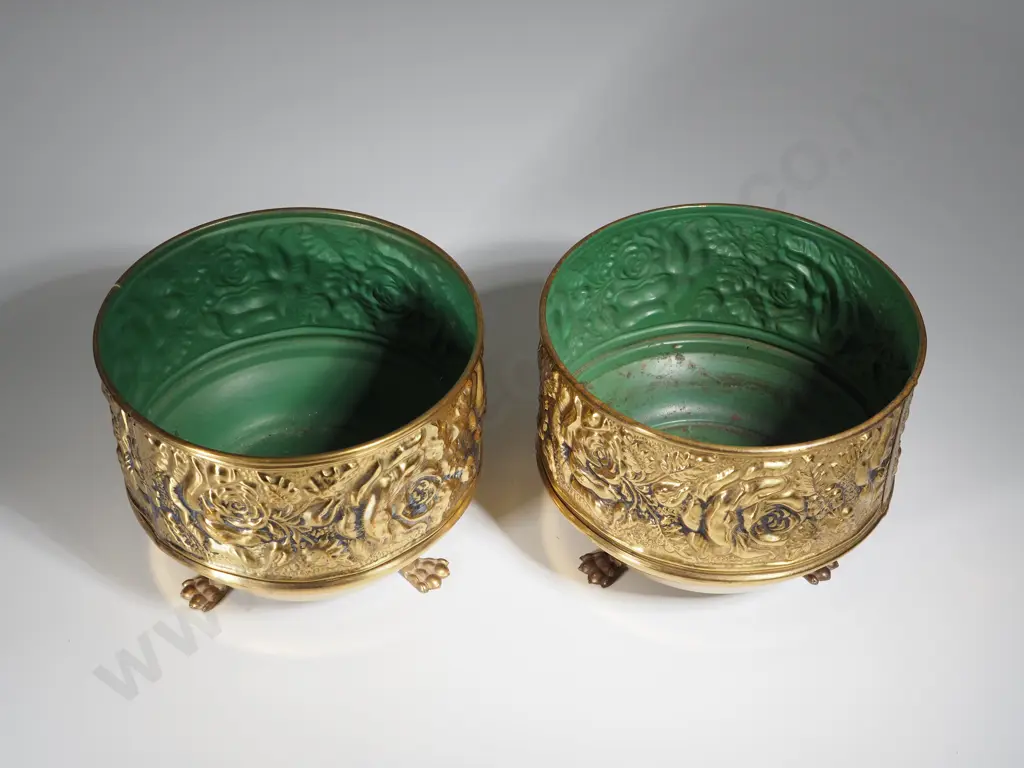 Pair of Brass Footed Jardinieres Image 1++