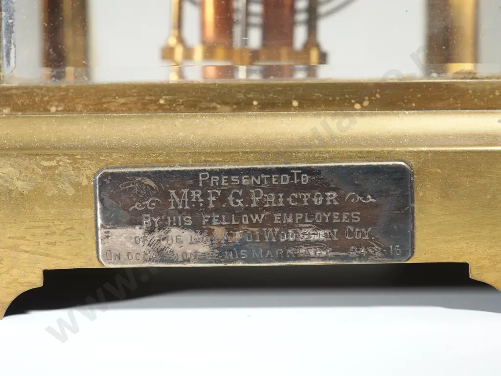 Antique Ansonia Brass & Bevelled Glass Presentation Mantle Clock 1916 Image 1++