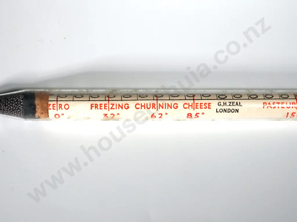 British Antique Floating Dairy Thermometer w Metal Case Image 1++