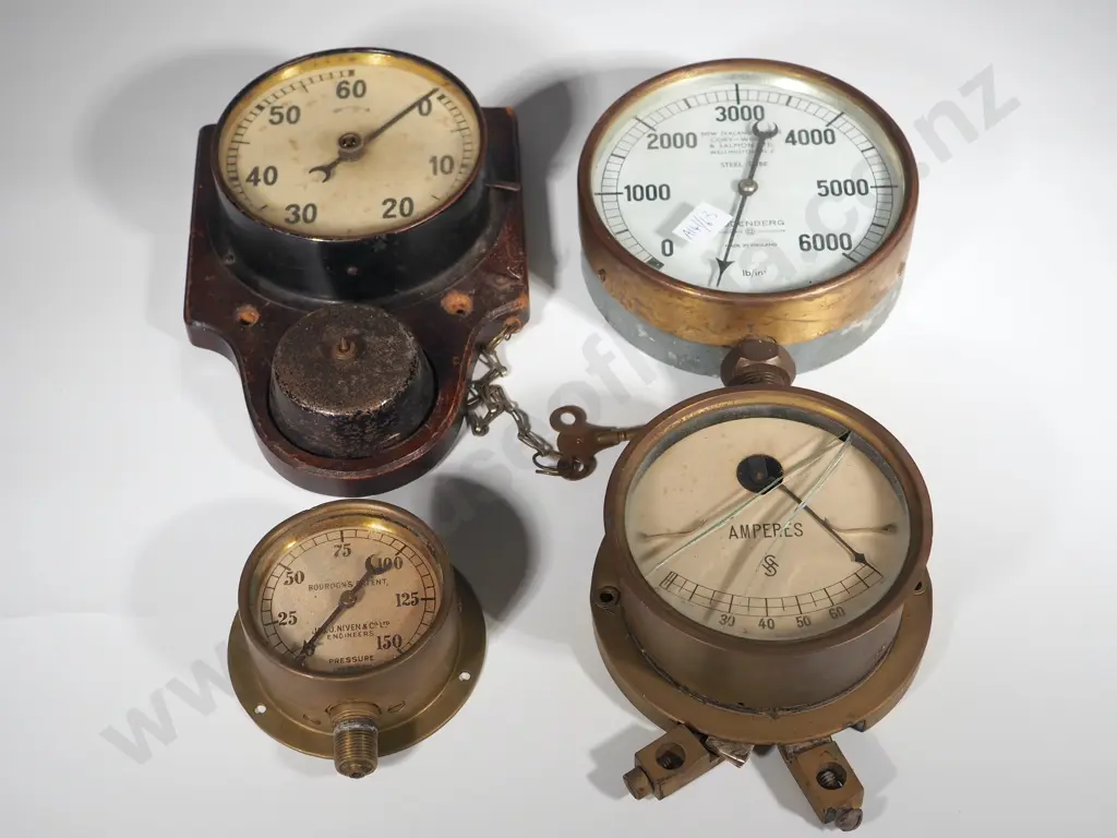 Four Vintage & Antique Valves and Meters. One NZ Interest Image 1++