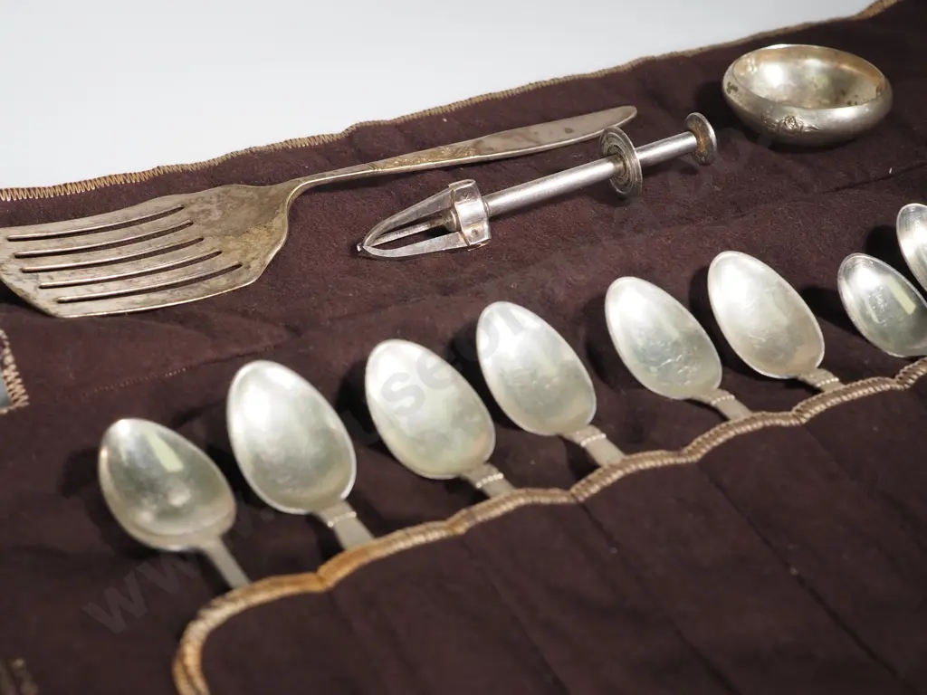 Lot of EPNS Cutlery in Fabric Case Image 1++