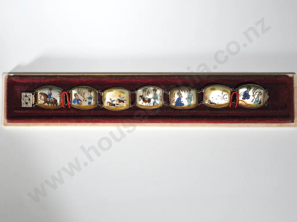Lot of 2 Persian Pictures with inlaid Frames, Bracelet w Miniatures & Incense Brass Image 1++