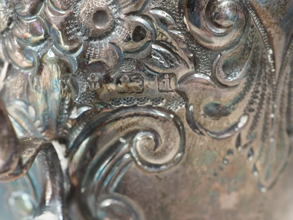 Antique Sterling Silver Decoratively Engraved Footed Double Handled Cup Image 1++