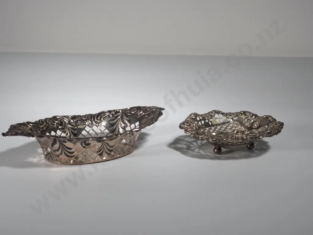 Two Sterling Silver Antique Bonbon Dishes Image 1++