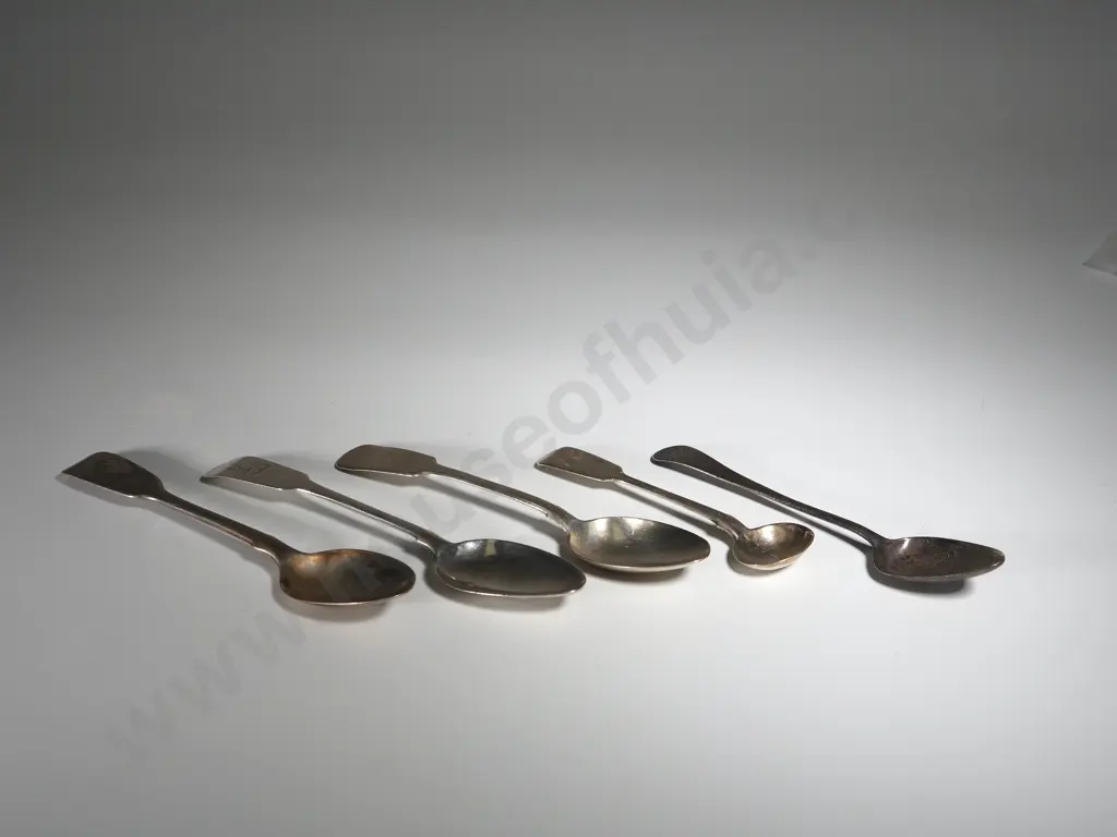 Selection of Five Monogrammed Sterling Silver Teaspoons Image 1++