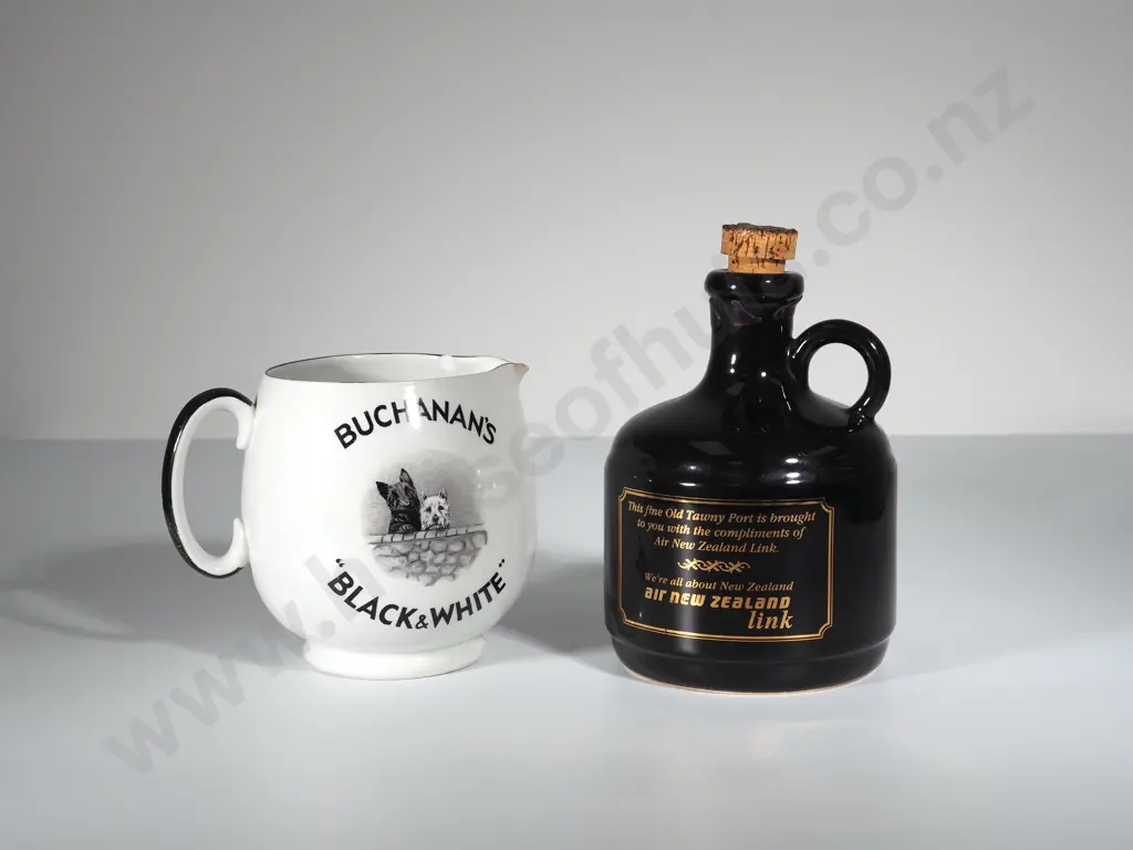 Old Air NZ Port Bottle &  Buchanan's Black & White Jug A/F Image 1++