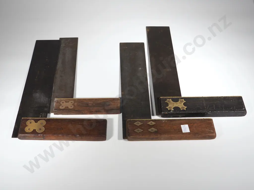Four Antique Builders Set Squares Image 1++