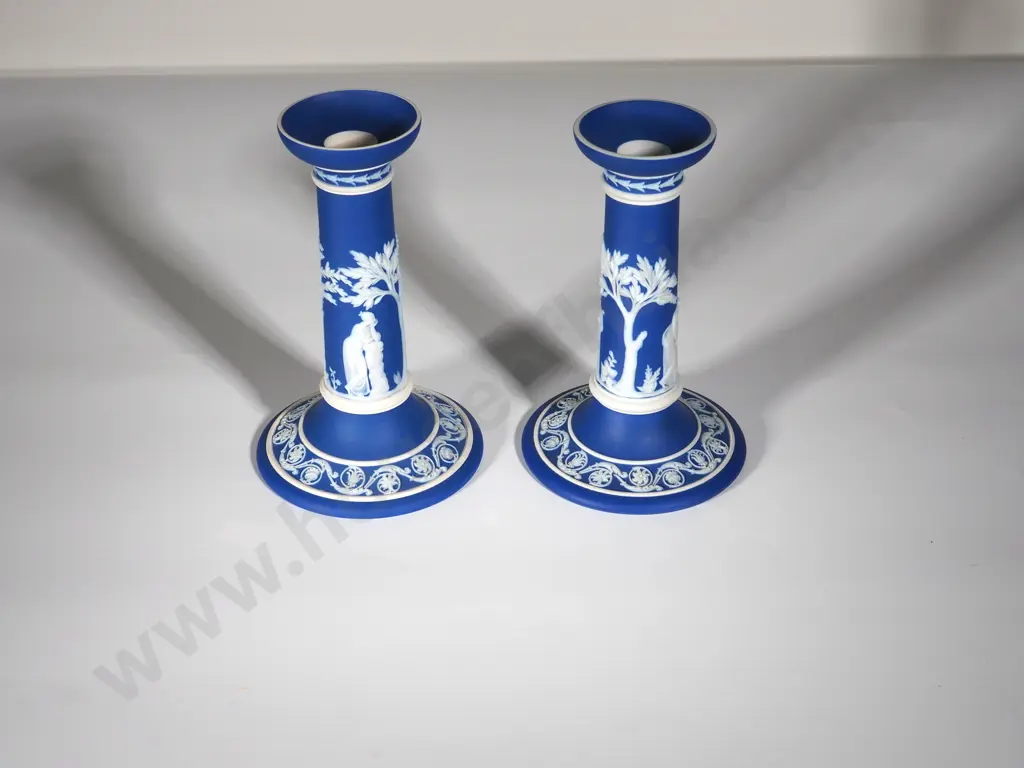 Pair of Wedgwood Jasperware Candlesticks Image 1++