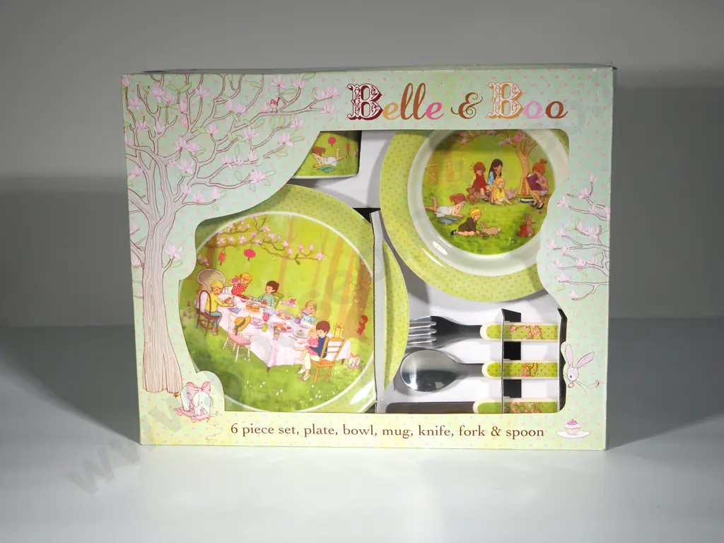 Belle & Boo New Six Piece Melamine Child's Set in Original Box Image 1++