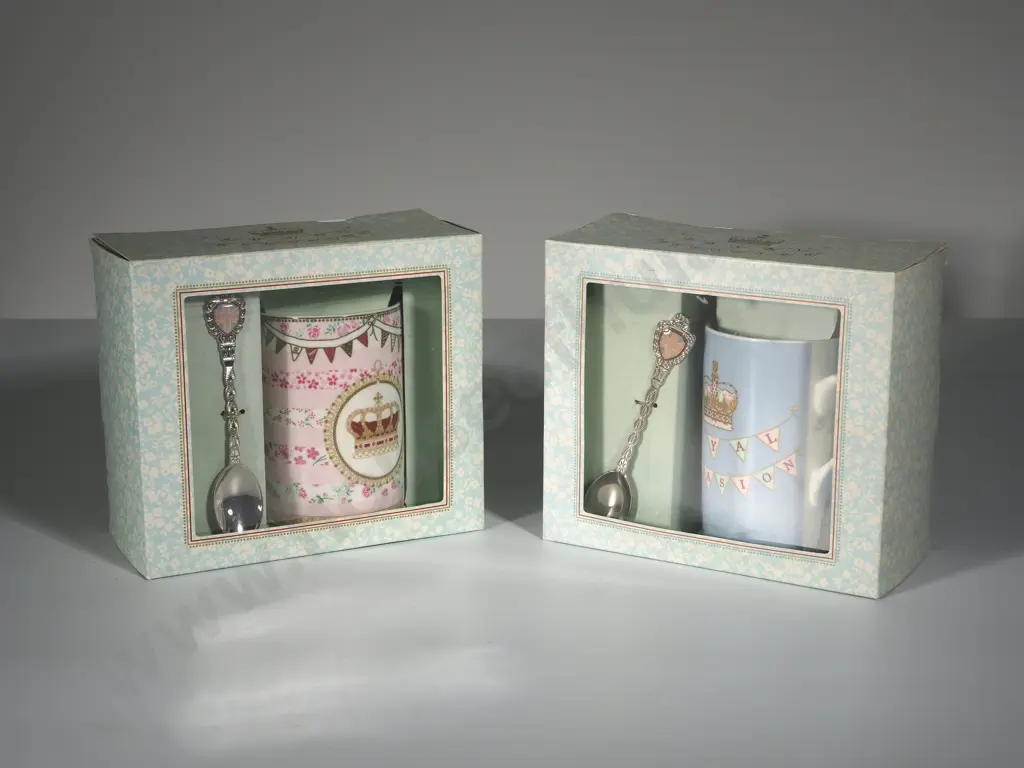 Two British Royal Occasion Mug & Spoon Sets (Boxed) Image 1++