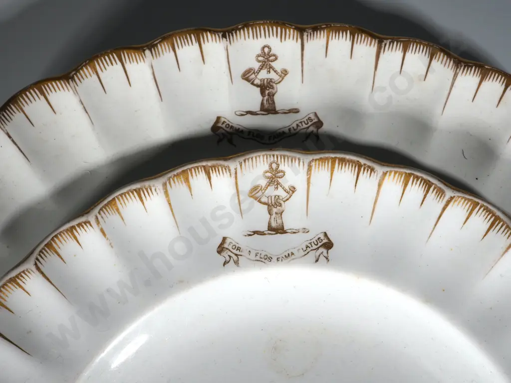 Two Antique Crested Gilded China Plates Image 1++