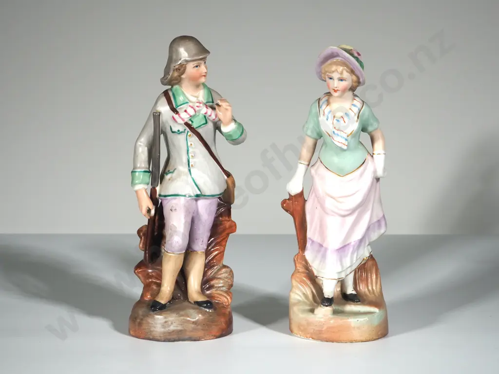 A Pair of Hand Painted China Figurines in Staffordshire Style Image 1++