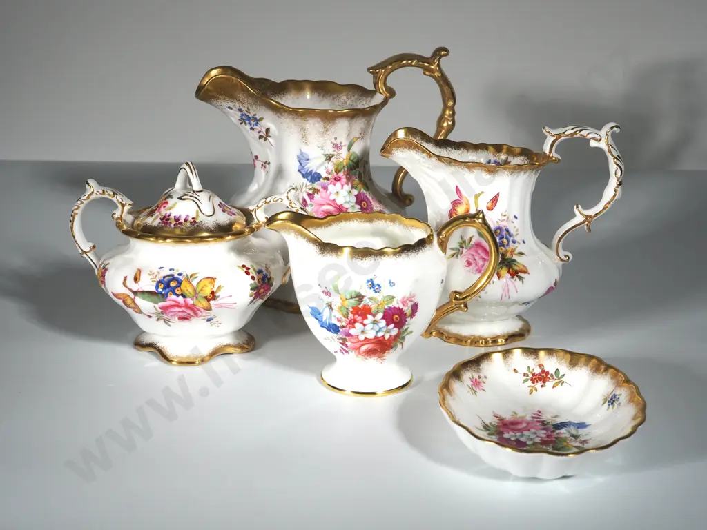 Lot of Assorted Hammersley China - Three Jugs, Sugar Bowl & Dish Image 1++