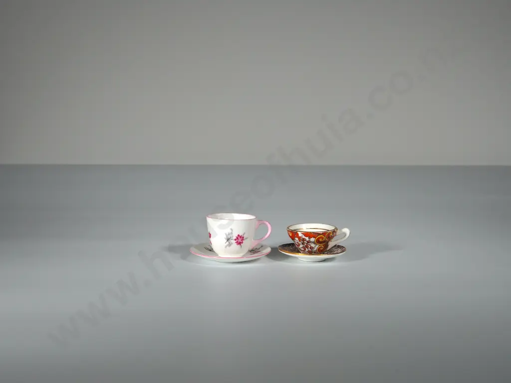 Two Miniature Cups & Saucers-  One Shelley & One Robina Image 1++