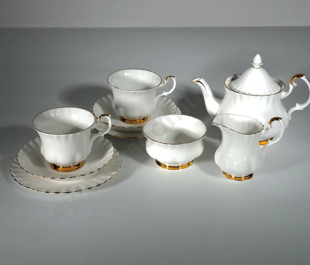 Early Morning Tea Set, Royal Albert  Bone China Tea Set - Val D'or Pattern Image 1++