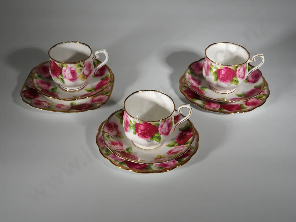 Lot of Three Royal Albert  Trios -Old English Rose Image 1++