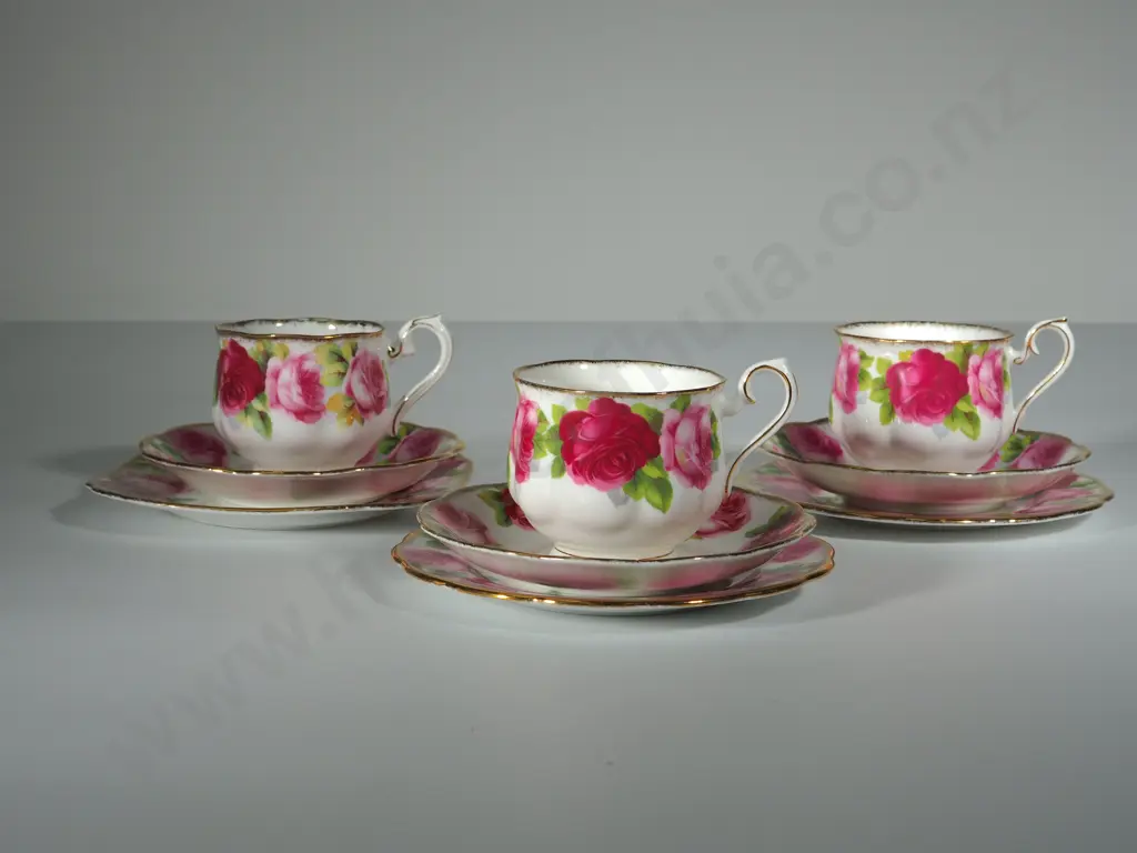 Lot of Three Royal Albert  Trios -Old English Rose Image 1++