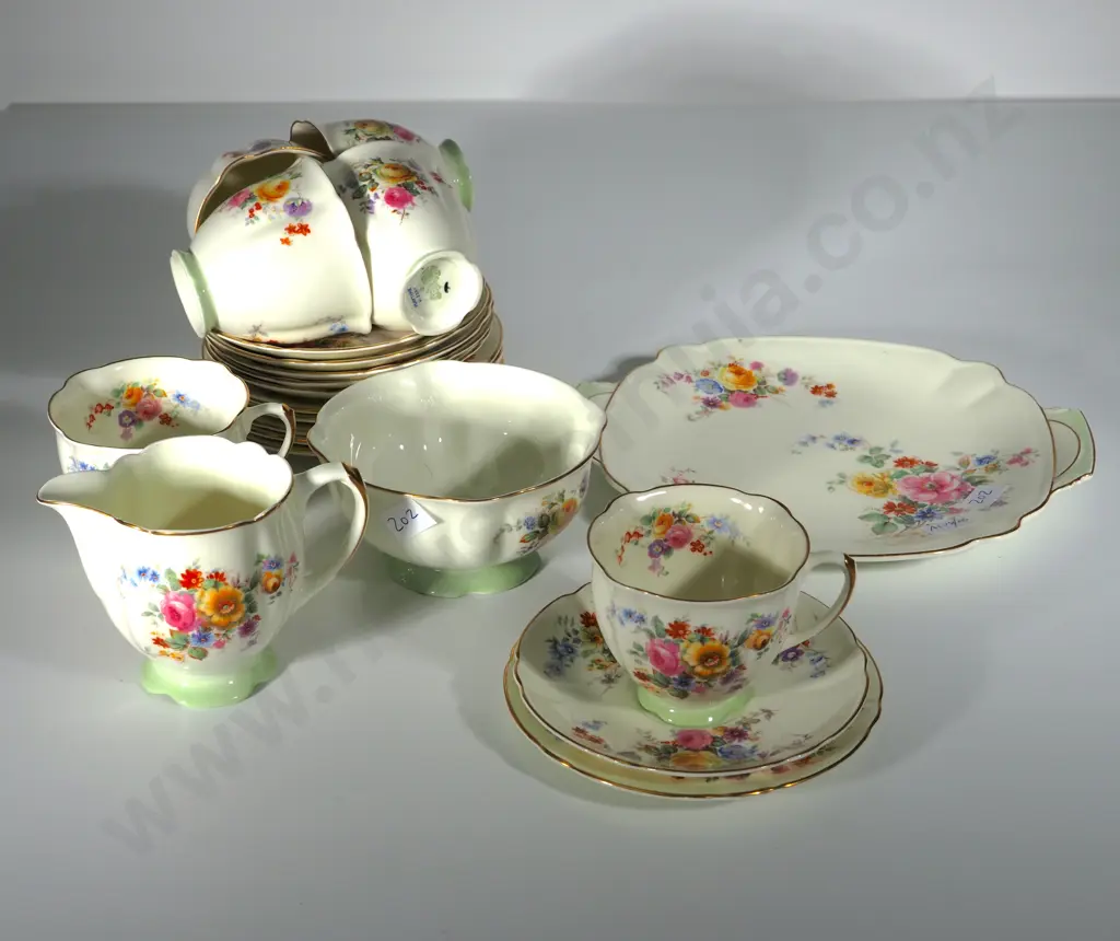 Vintage Royal Doulton Six Piece China Tea Set - Maytime Pattern Image 1++
