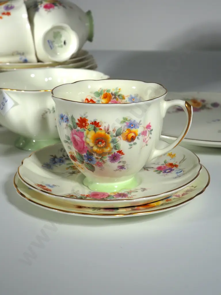 Vintage Royal Doulton Six Piece China Tea Set - Maytime Pattern Image 1++