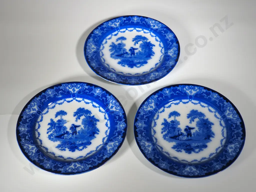 Three Vintage Royal Doulton Plates - Watteau Pattern Image 1++