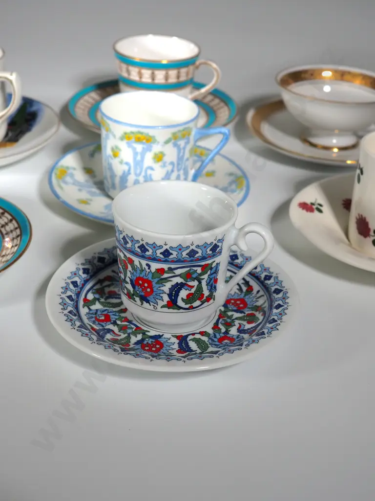 Eclectic Collection of Eight Demi-Tasse and Saucers Image 1++