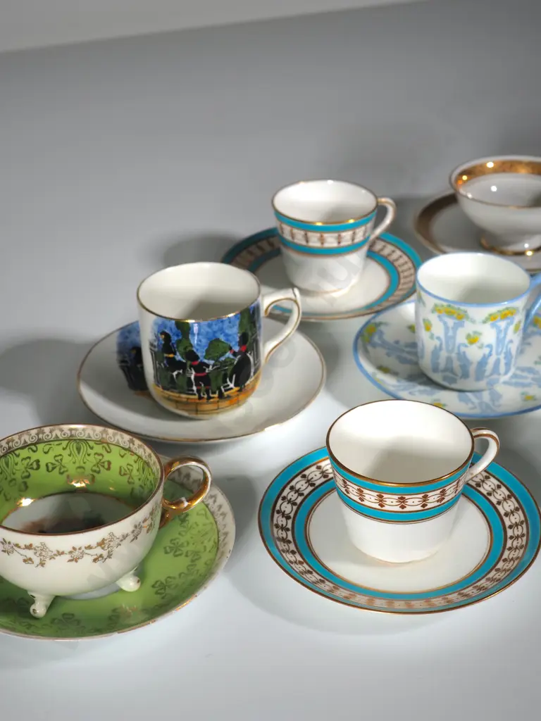 Eclectic Collection of Eight Demi-Tasse and Saucers Image 1++