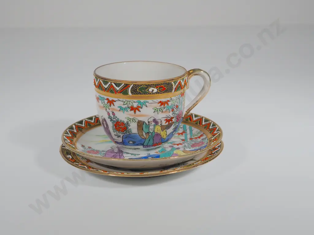 Japanese Hand Painted Porcelain Trio Image 1++