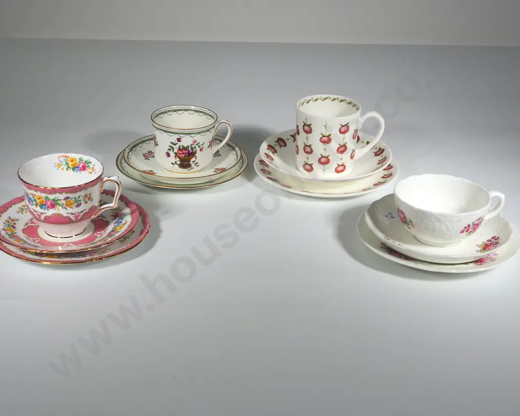 Four China Trios (Cups, Saucers and Side Plates) Image 1++