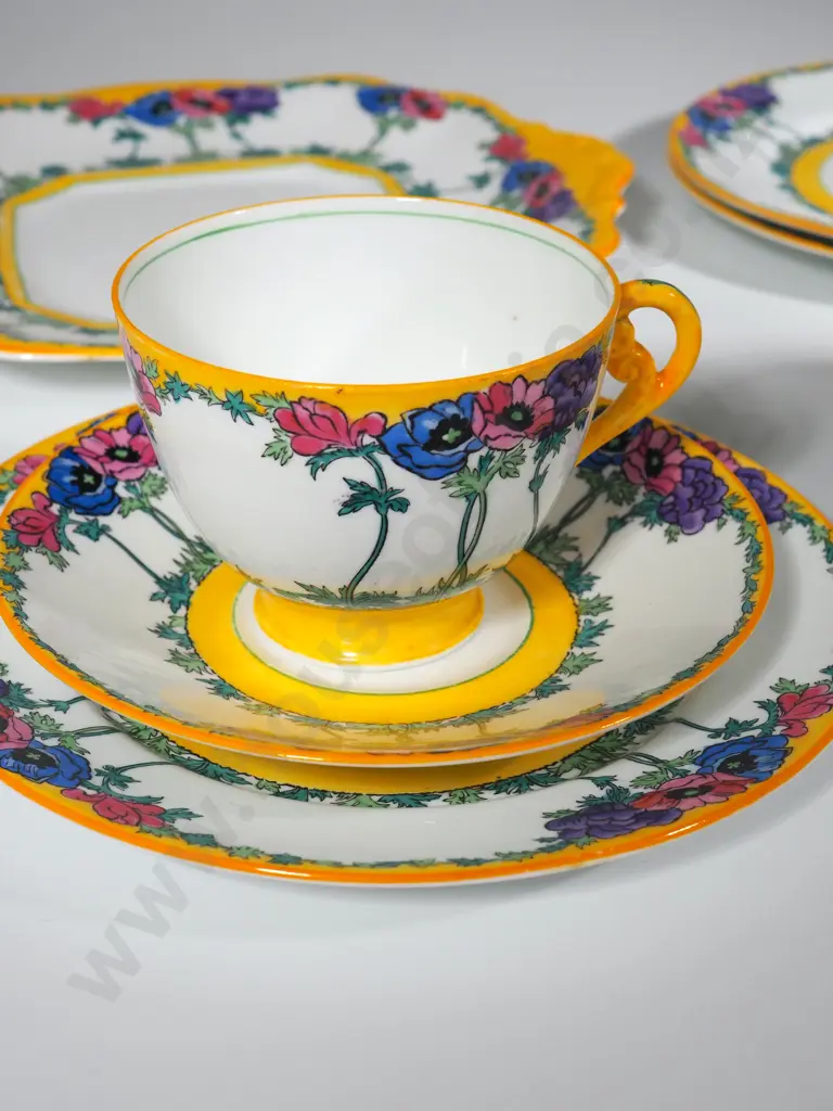Lot of Vintage English Addersleys Bone China - Anemone Design Image 1++