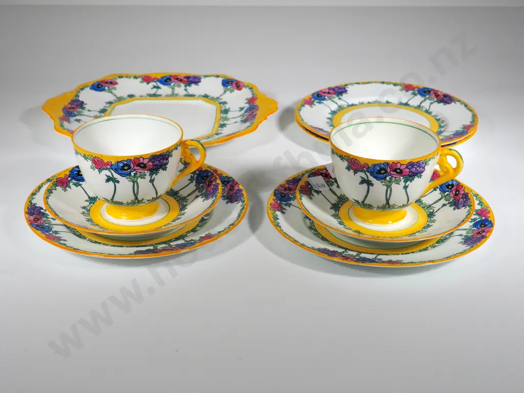 Lot of Vintage English Addersleys Bone China - Anemone Design Image 1++