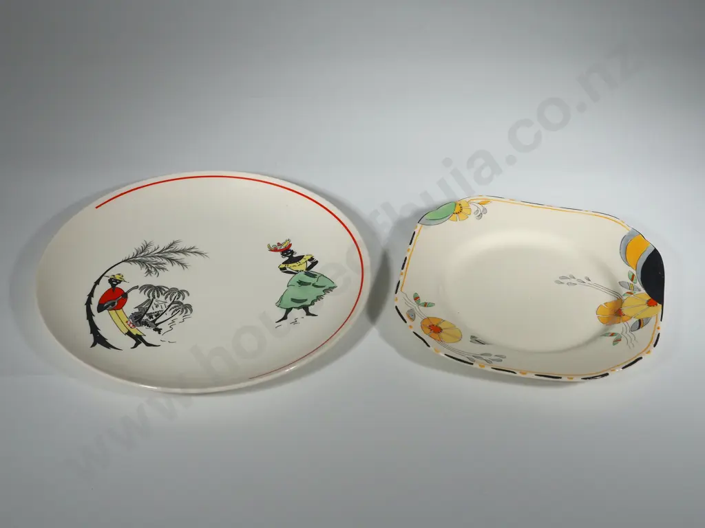 Hand Painted English Corona Ware China Plate & Hand Painted Royal Winton Grimwades Plate Image 1++