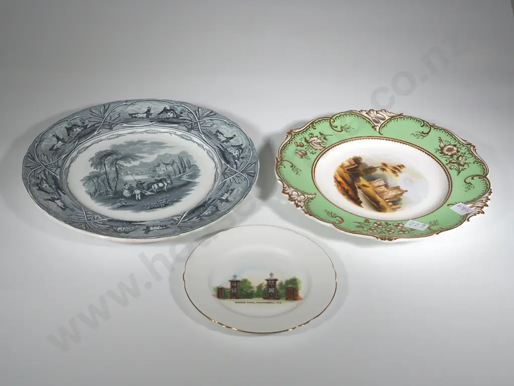 Lot of Three Antique Plates w Decorative Scenes Shelley E Challinor 1852 Image 1++