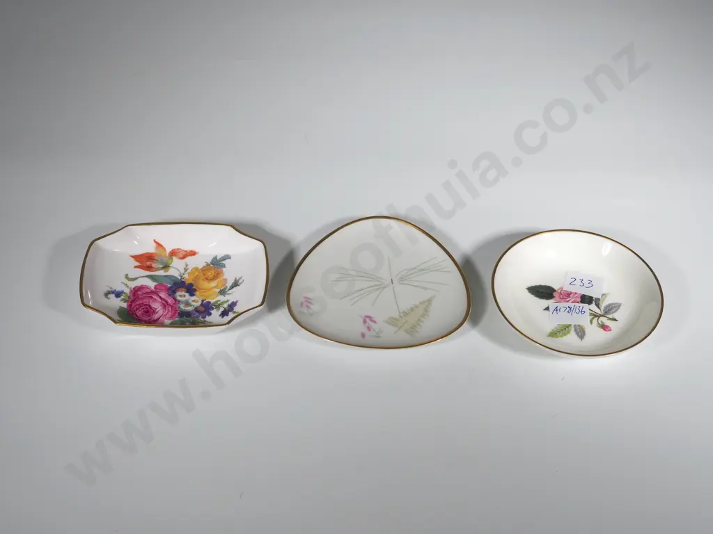 Lot of Three  Gilt-edged Fine China Floral Sweet Dishes Image 1++