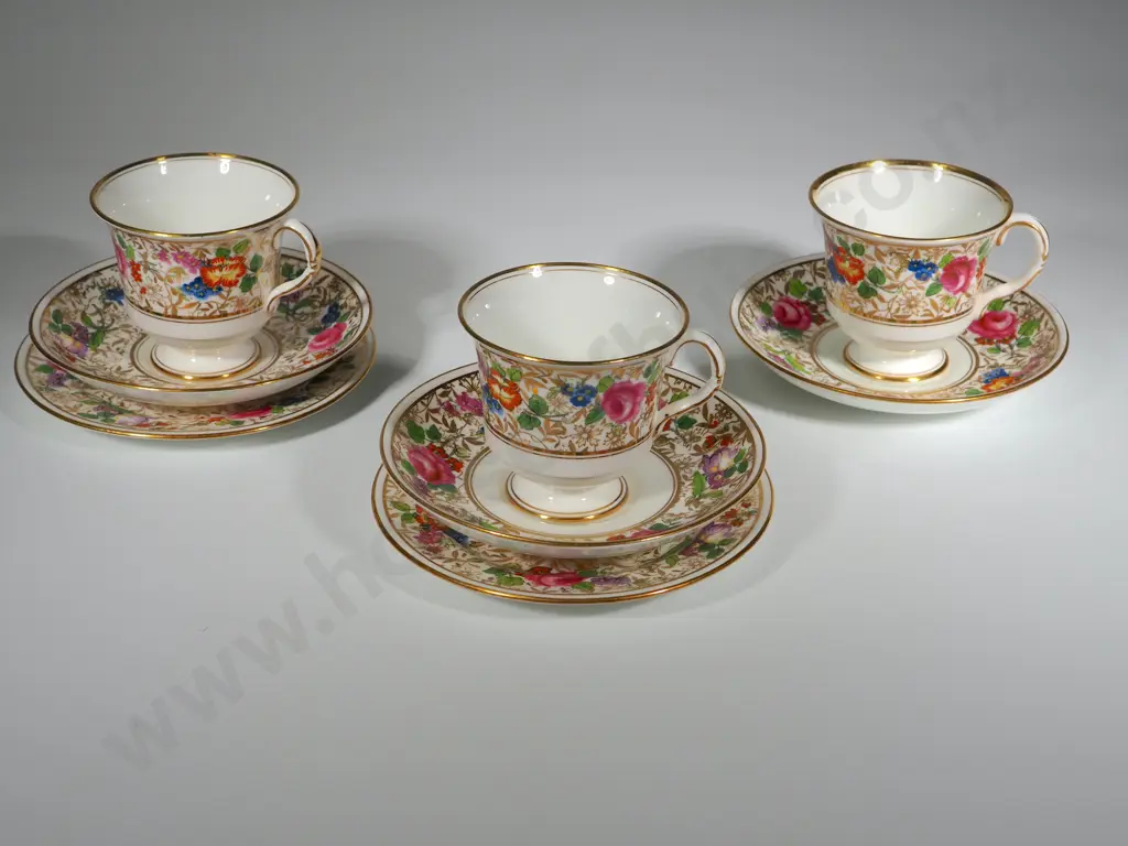 Three  English Hammersley Stoke-On-Trent China Trios (one missing a cake plate) Image 1++