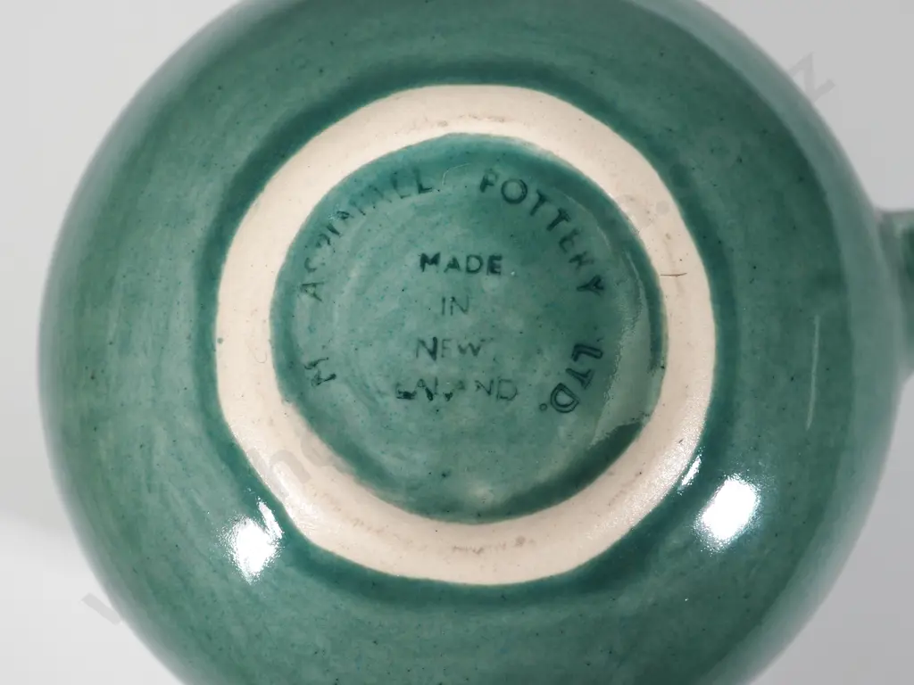 New Zealand M Aspinhall Pottery Decorative Green Jug Image 1++