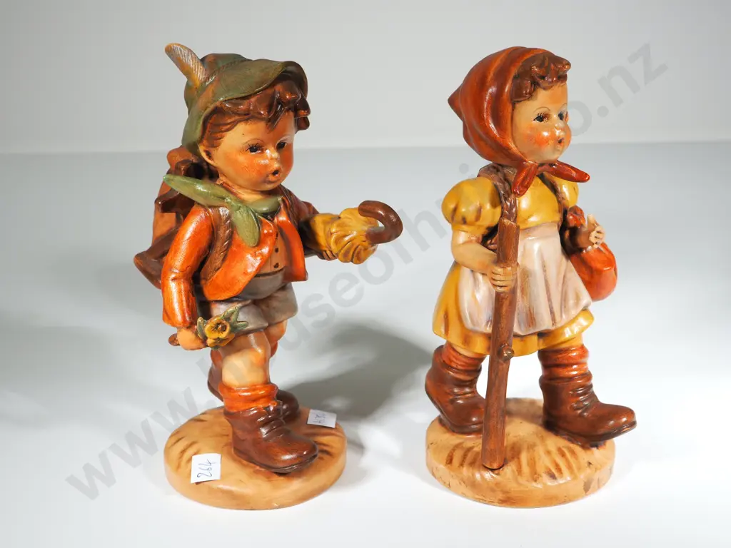 Pair of Hummel Style Figurines in Autumn Tones Image 1++