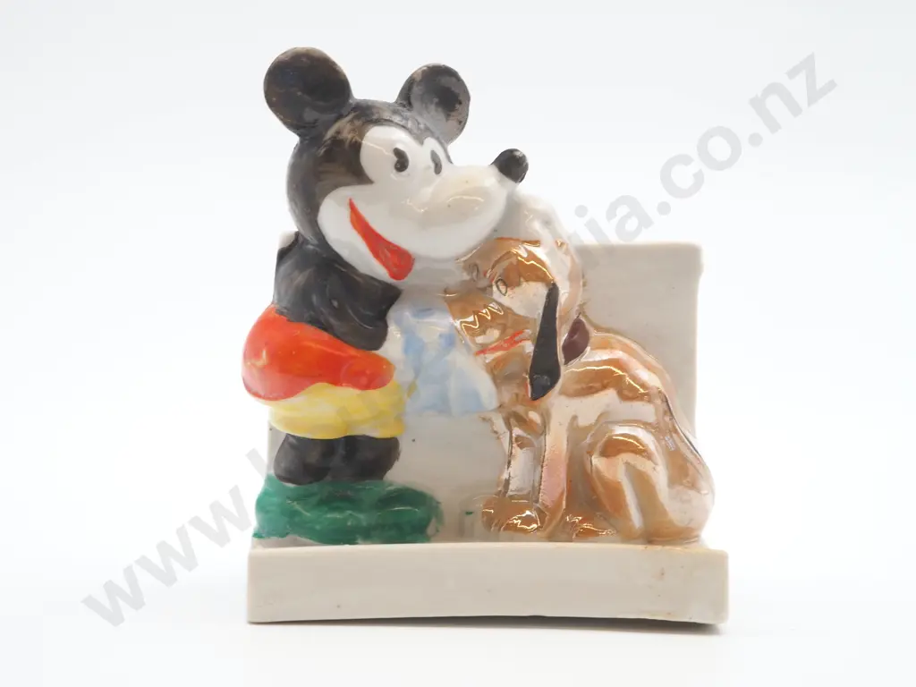 Occupied Japanese Ceramic Figurine: Mickey Mouse & Pluto Image 1++