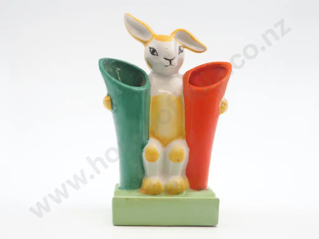 Occupied Japanese Ceramic Figurine: Rabbit with Two Vases  Image 1++