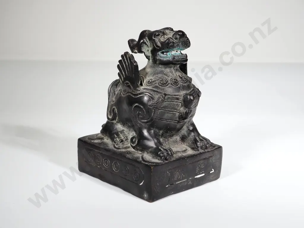 An Impressive & Well Modelled Vintage Chinese Bronze Foo Dog Image 1++