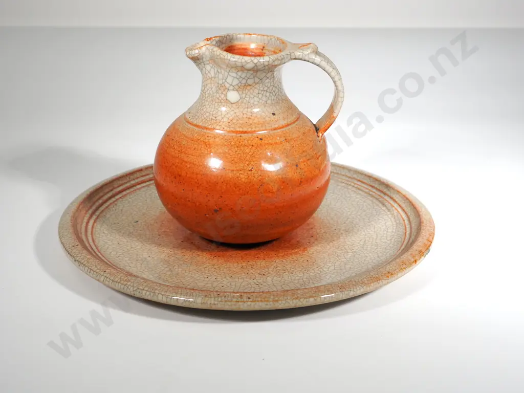 NZ Pottery Jug & Plate Image 1++