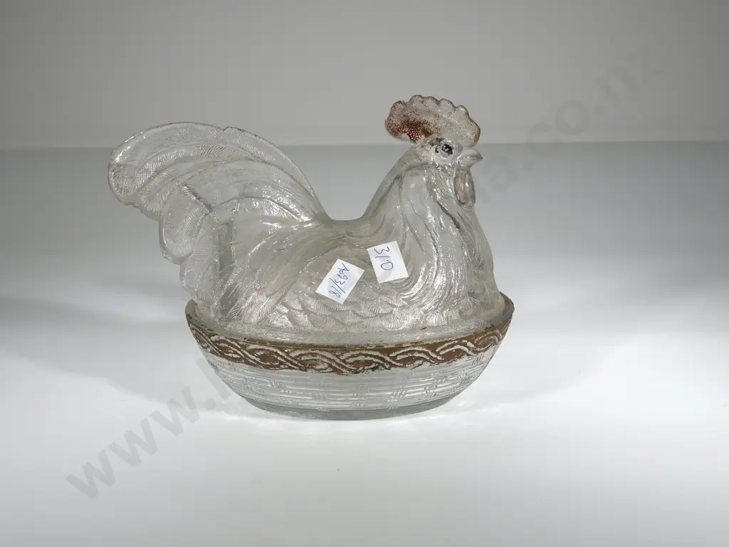 Large Cast Glass Rooster Image 1++