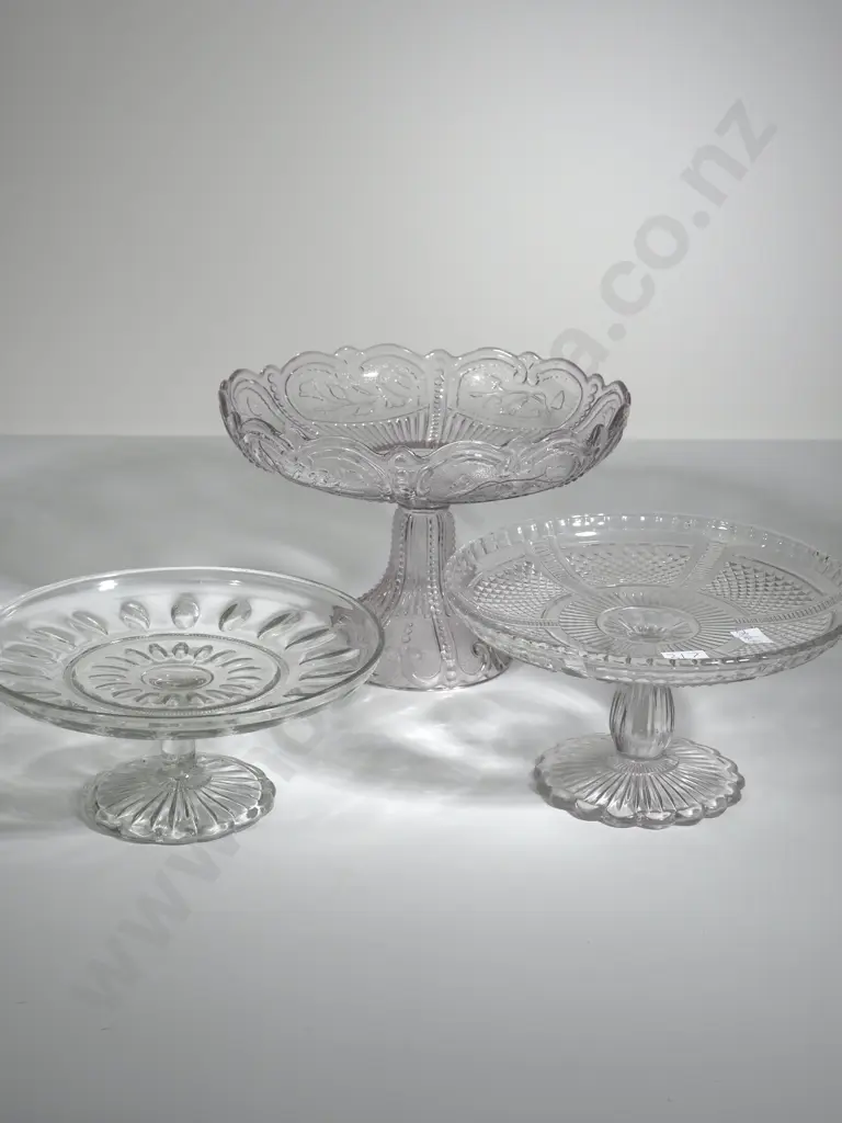 Three Pressed Glass Compots Image 1++